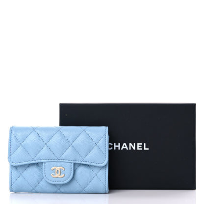 Chanel Caviar Quilted Flap Card Holder Wallet Light Blue 9 of 9