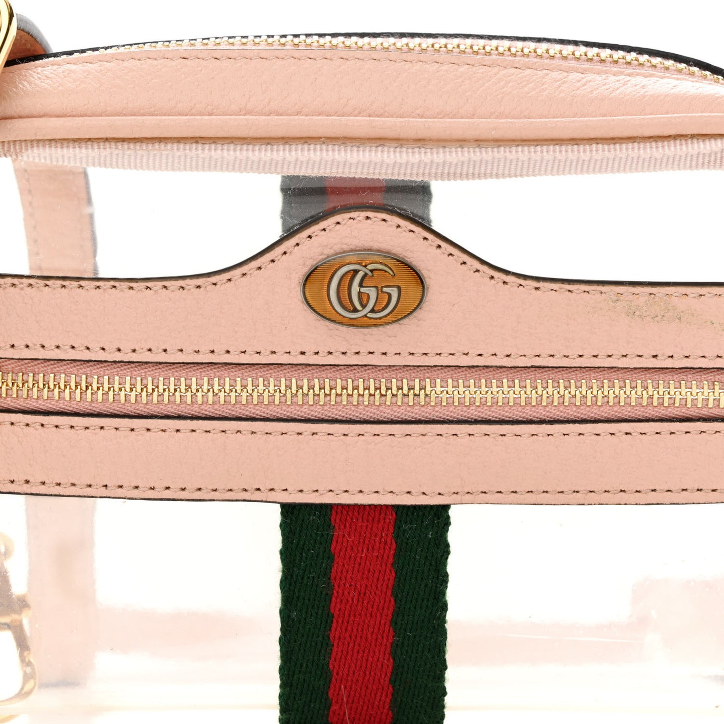 Vinyl Web Mini Ophidia Transparent Shoulder Bag Perfect Pink