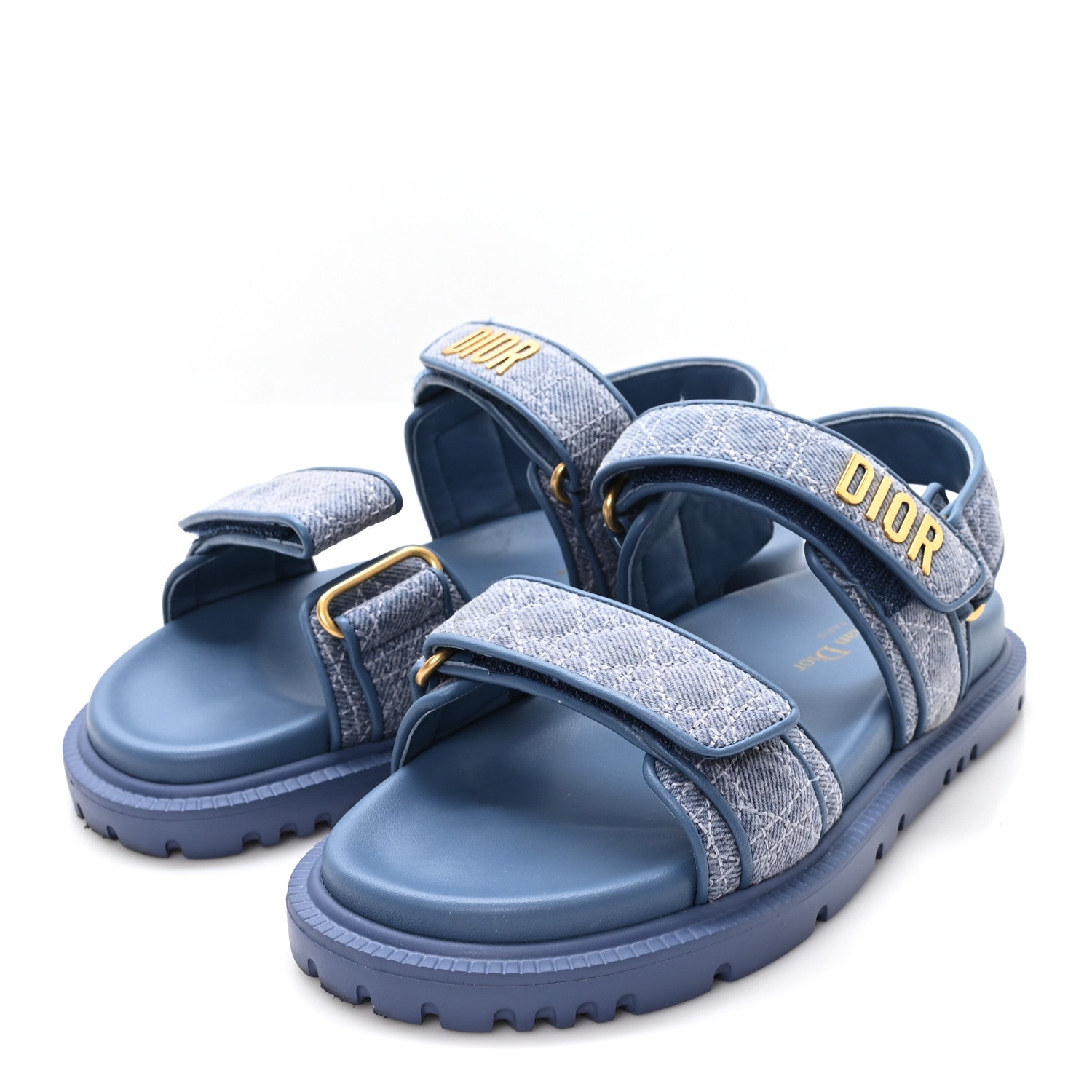 Christian Dior Denim Cannage Embroidered Dioract Sandals 35 Blue 4 of 10