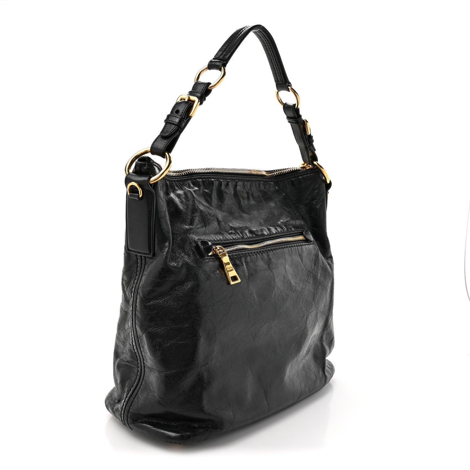 Prada Vitello Shine Hobo Black 3 of 12