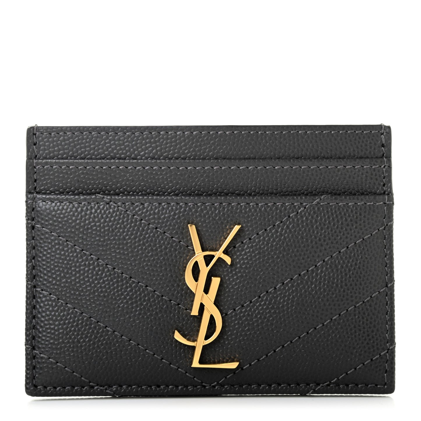 Grain De Poudre Matelasse Chevron Monogram Credit Card Case Storm