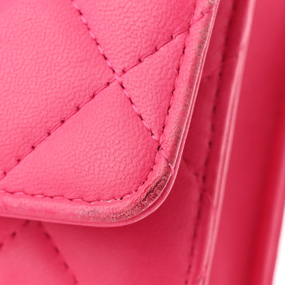 Chanel Lambskin Quilted Wallet On Chain WOC Fuchsia 12 of 17
