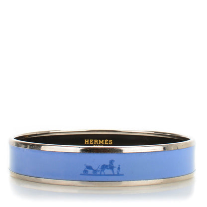 Hermes Enamel Printed Narrow Caleche Bracelet 65 Bleu 1 of 5