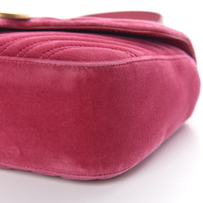 Gucci Velvet Matelasse Small GG Marmont Shoulder Bag Light Raspberry Rose 9 of 10