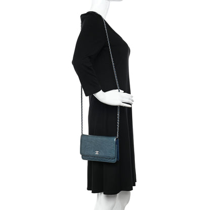 Chanel Patent Camellia Wallet on Chain WOC Royal Blue 2 of 18
