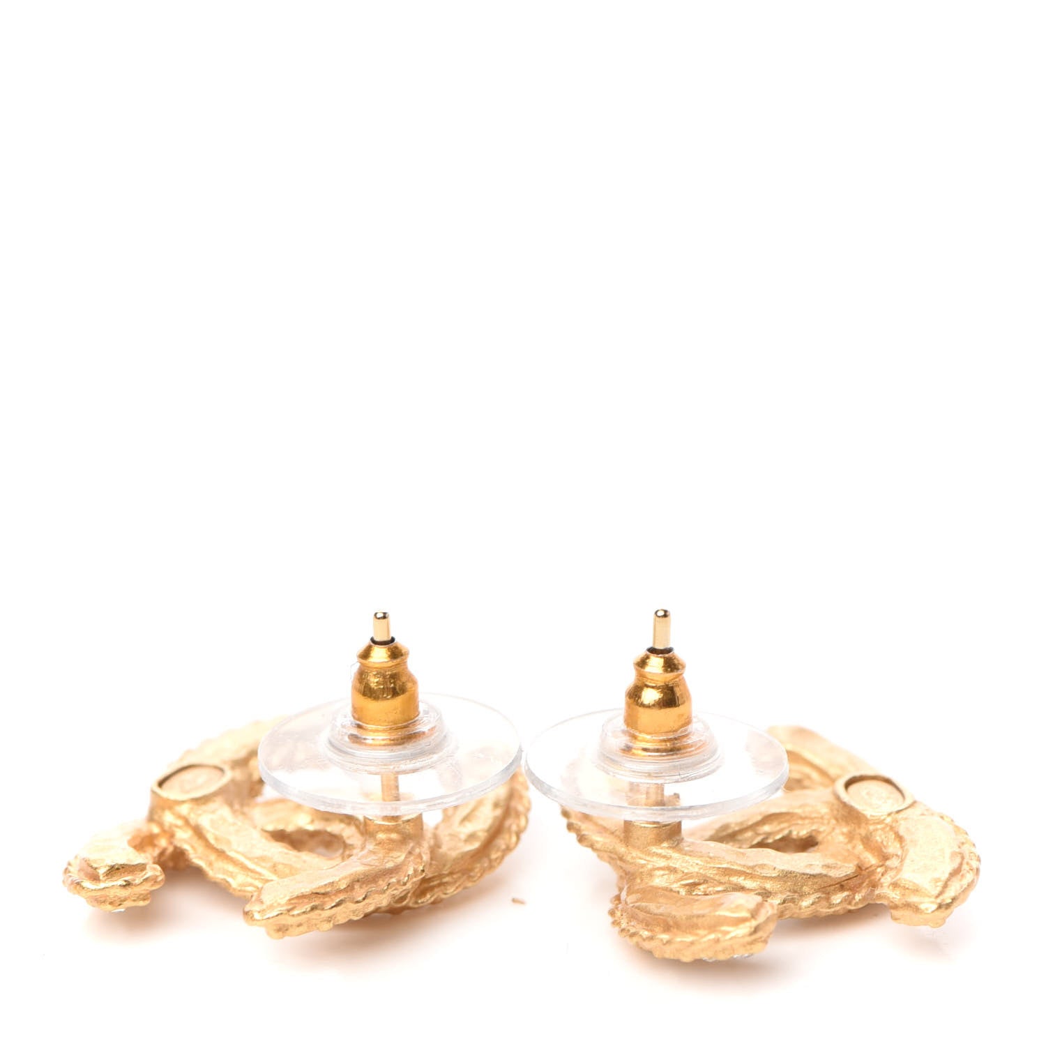 Chanel Crystal 90’s Icon CC Stud Earrings Gold 3 of 5