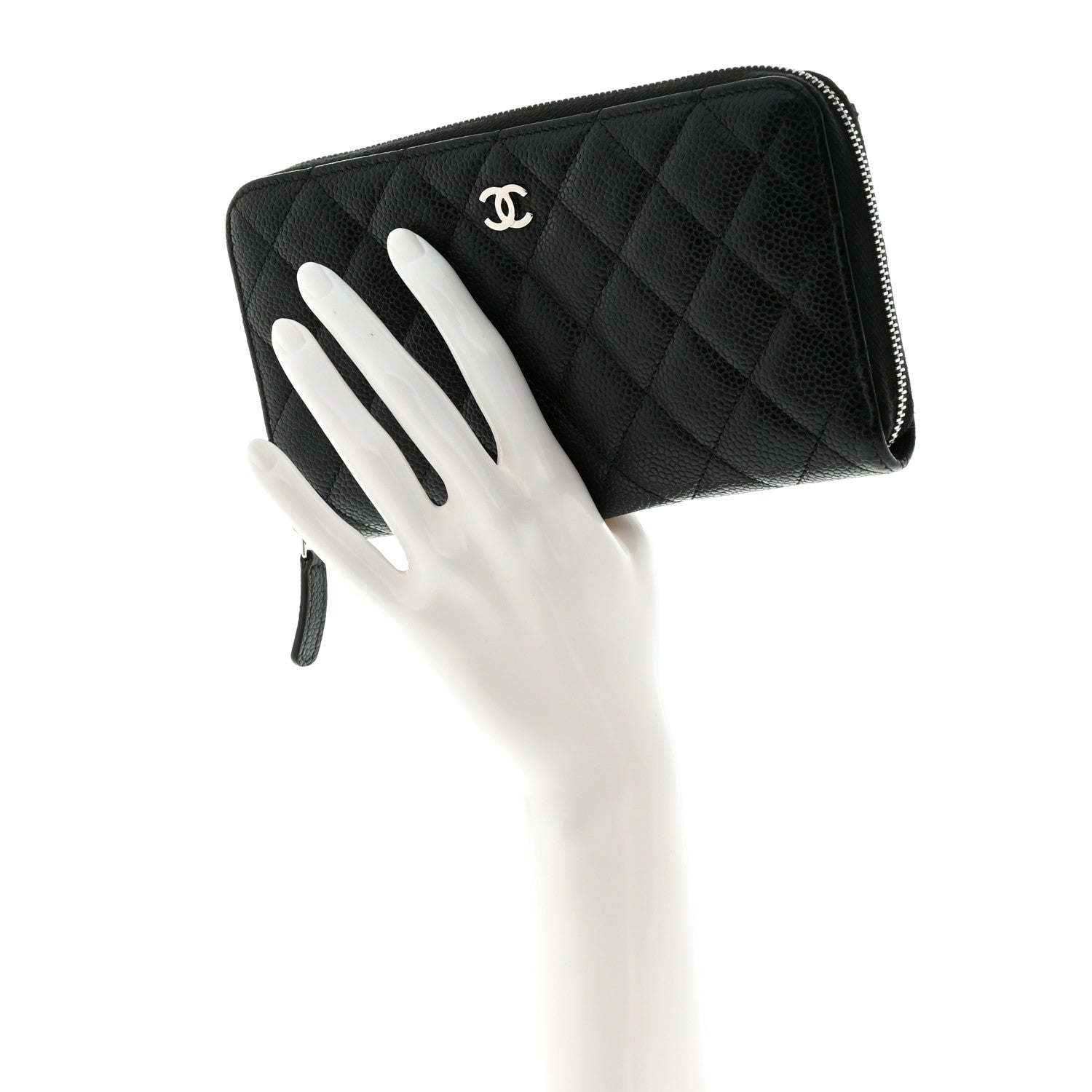 Chanel Caviar Quilted Large Gusset Zip Around Wallet Black 2 of 8