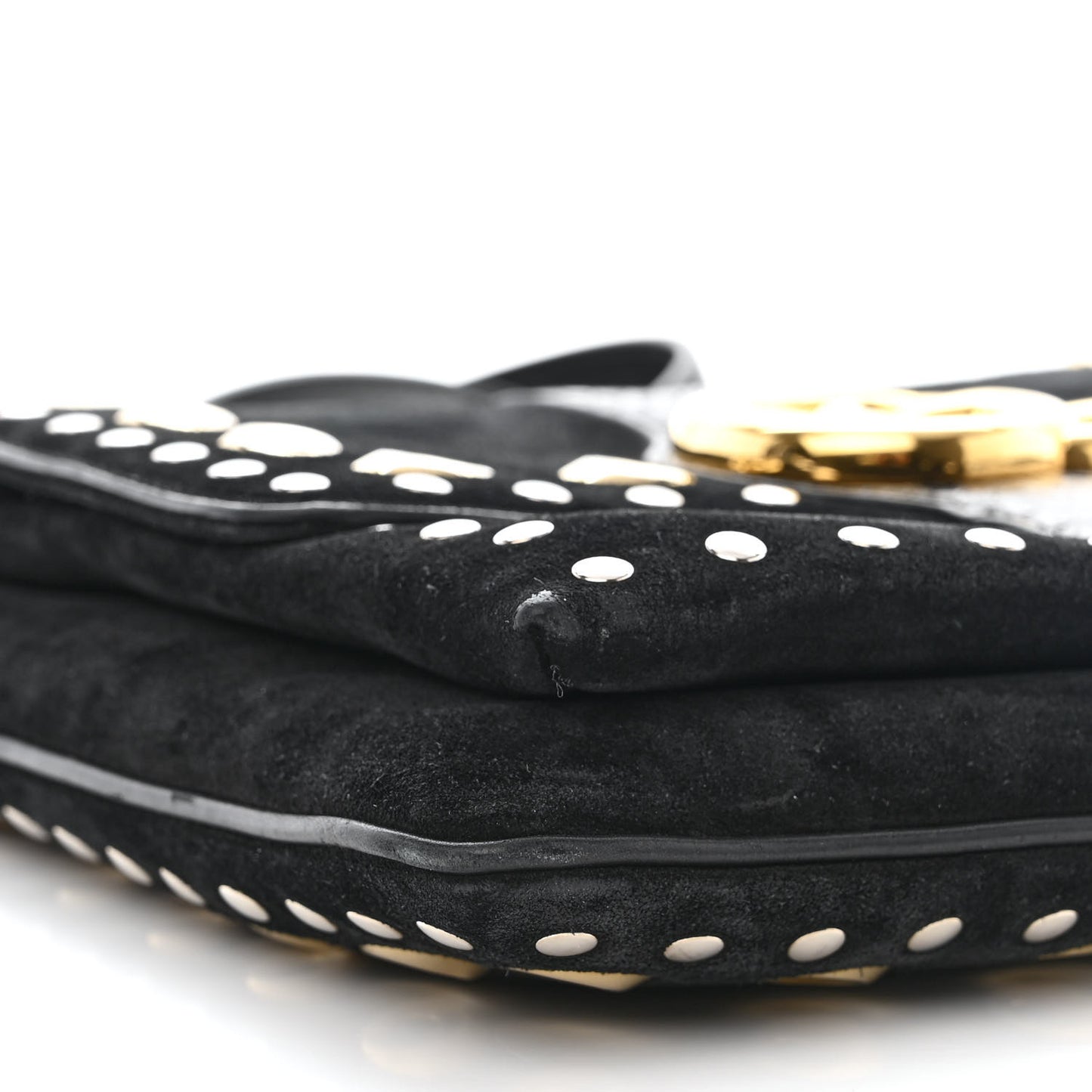 Suede Snakeskin Studded Medium Arli Flap Shoulder Bag Black