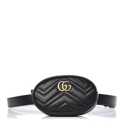 Gucci Calfskin Matelasse GG Marmont Belt Bag 105 42 Black 1 of 7