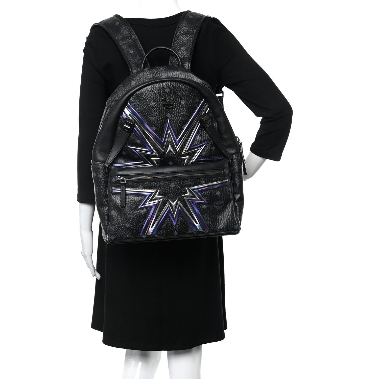 MCM Visetos Dual Stark Cyber Flash Backpack Black 2 of 11