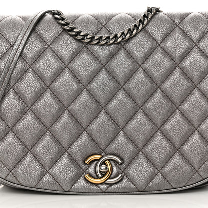 Chanel Metallic Calfskin Quilted Casual Pocket Messenger Flap Silver 8 of 12