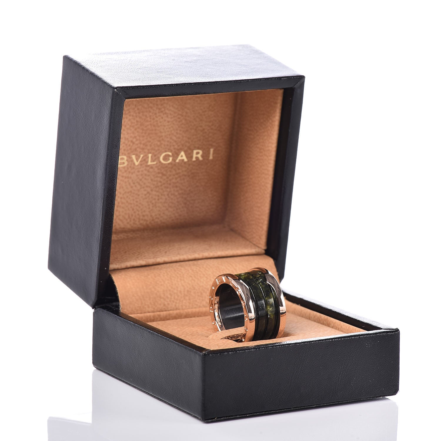 Bulgari 18K Rose Gold Green Marble B.Zero1 Ring 50 5.25 7 of 7