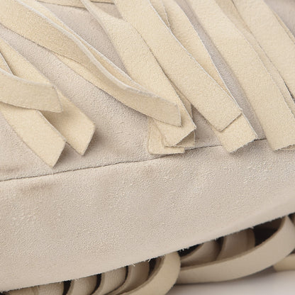 Saint Laurent Suede Boheme Fringe Shoulder Bag Ivory 9 of 10