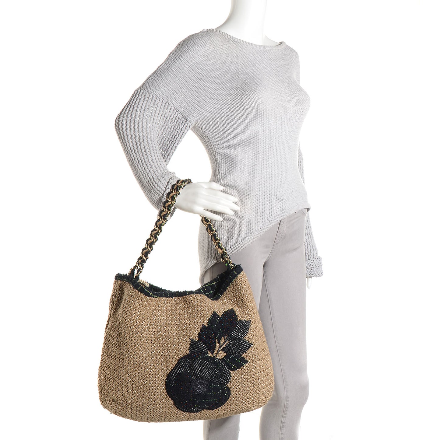 Tweed Woven Raffia Country Coco Hobo
