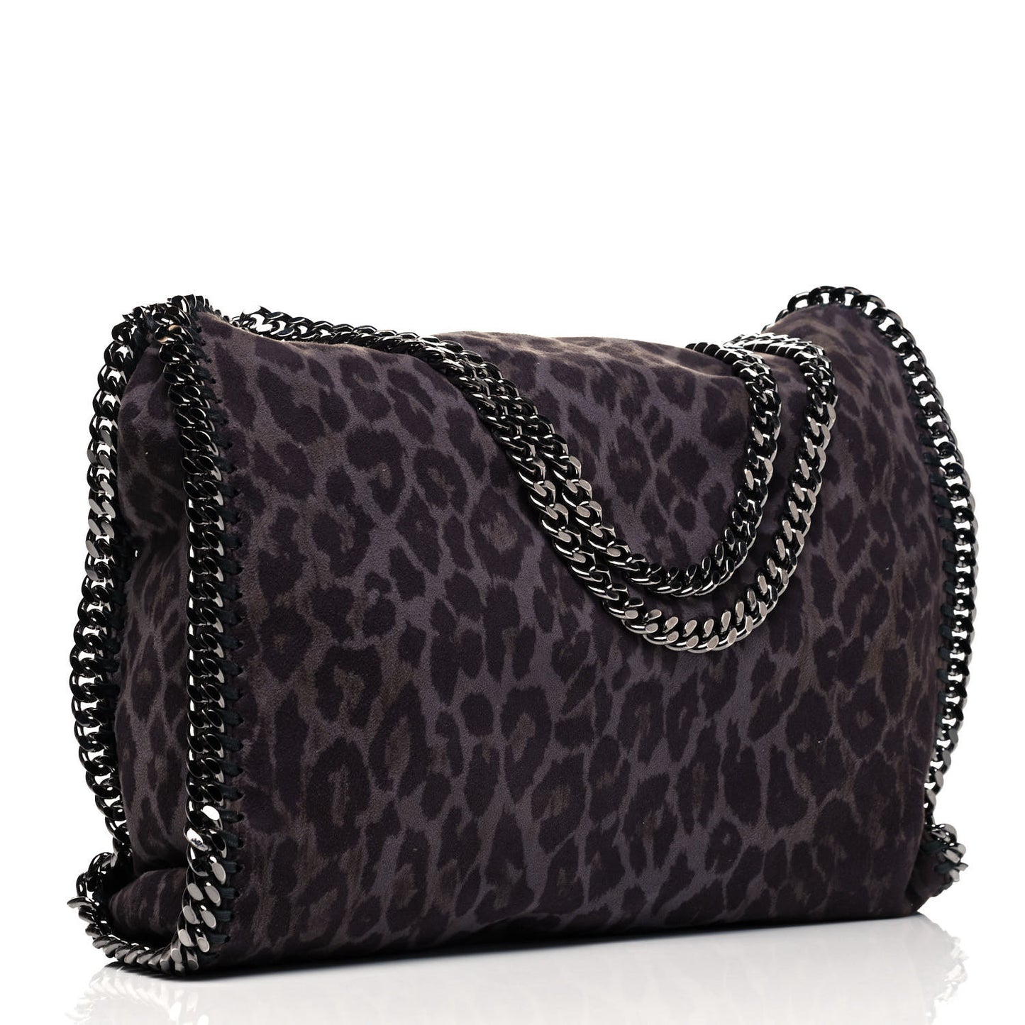 Shaggy Deer Leopard Print Small Falabella Tote Grey