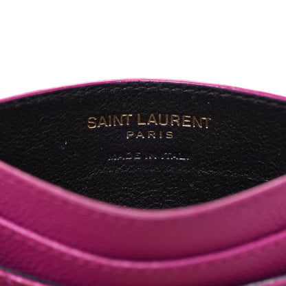 Saint Laurent Grain De Poudre Matelasse Chevron Monogram Credit Card Case Dark Grape 6 of 13