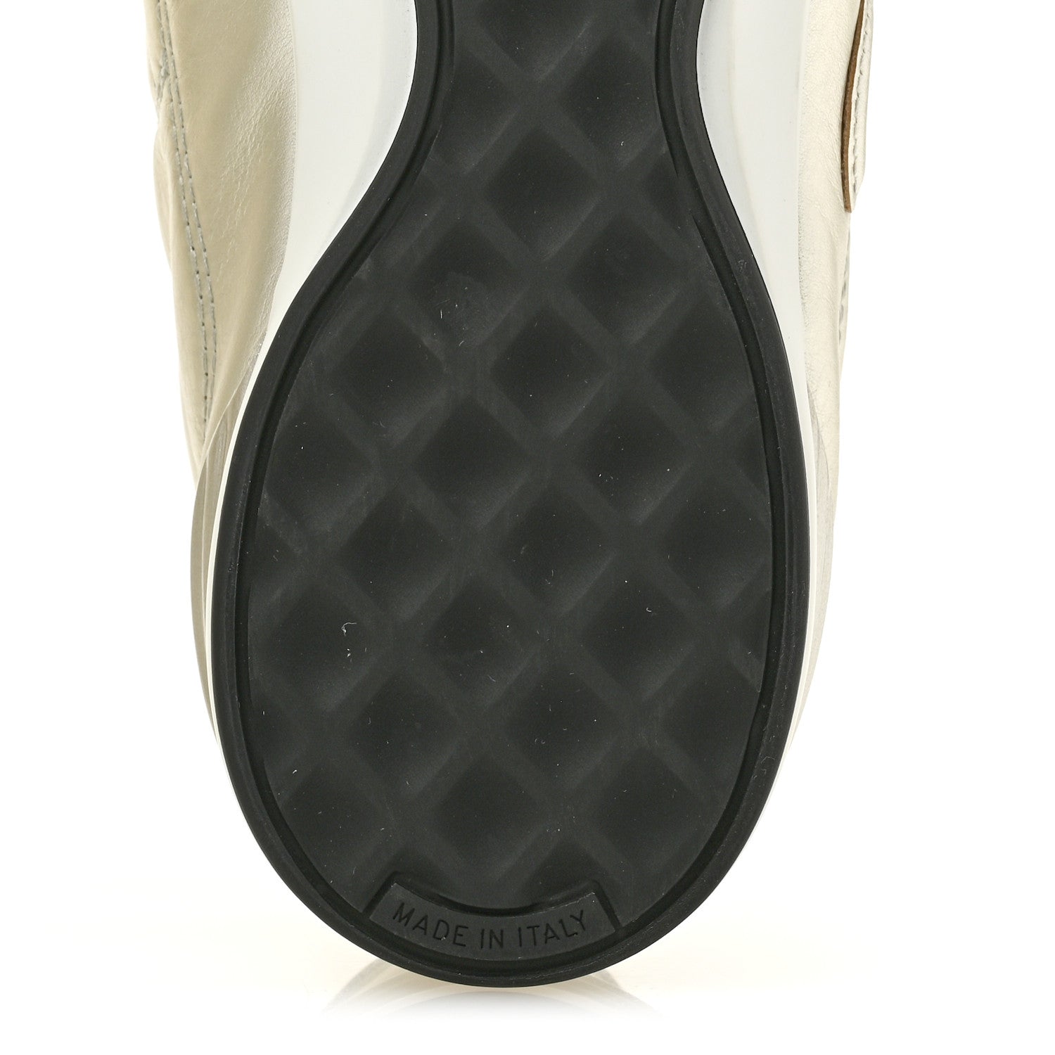 Chanel Laminated Calfskin Suede Quilted Womens CC Sneakers 39 Silver White Gray 8 of 10
