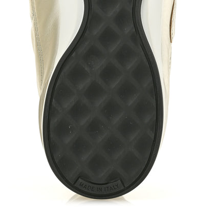 Chanel Laminated Calfskin Suede Quilted Womens CC Sneakers 39 Silver White Gray 8 of 10