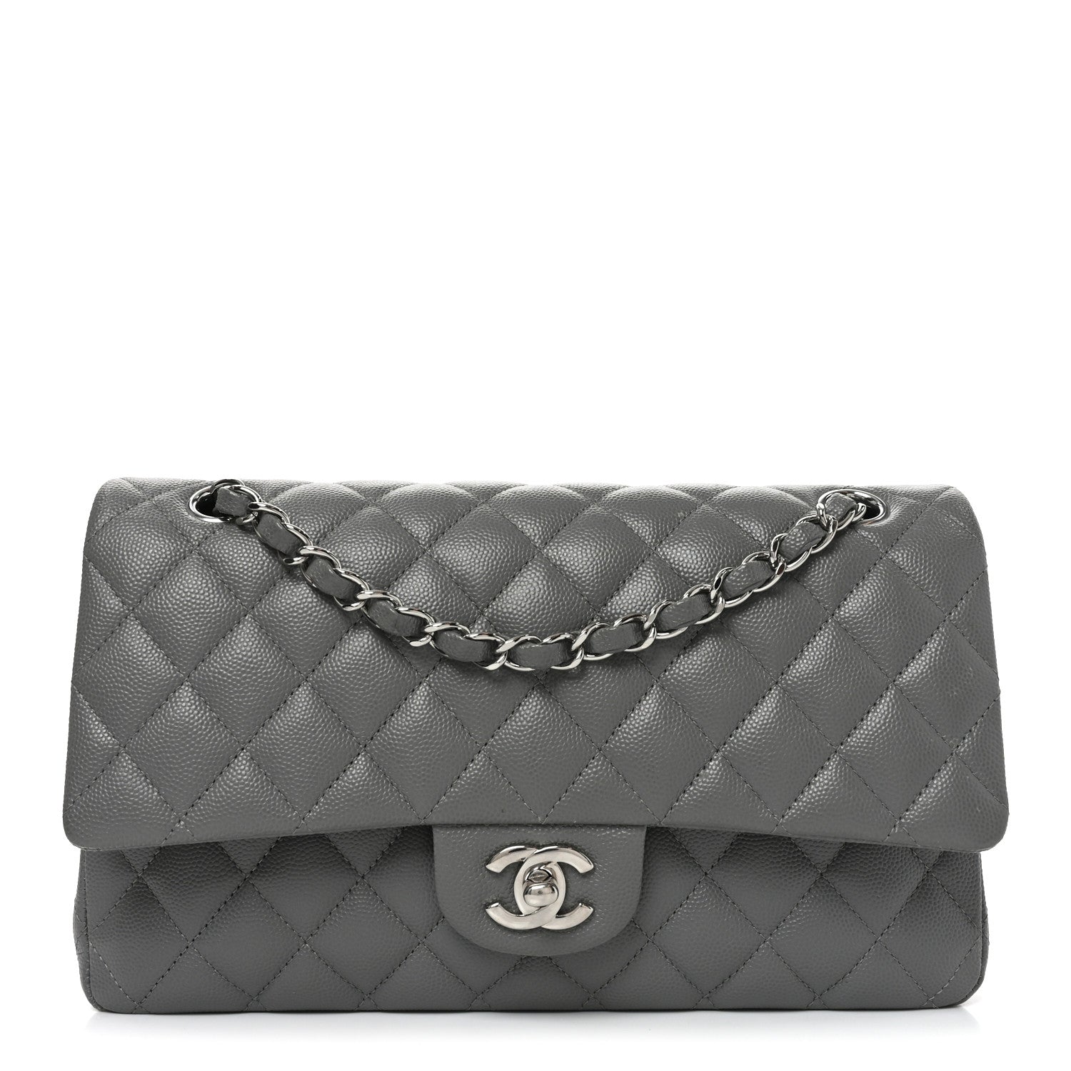 Chanel Caviar Quilted Medium Double Flap Grey 1 of 11