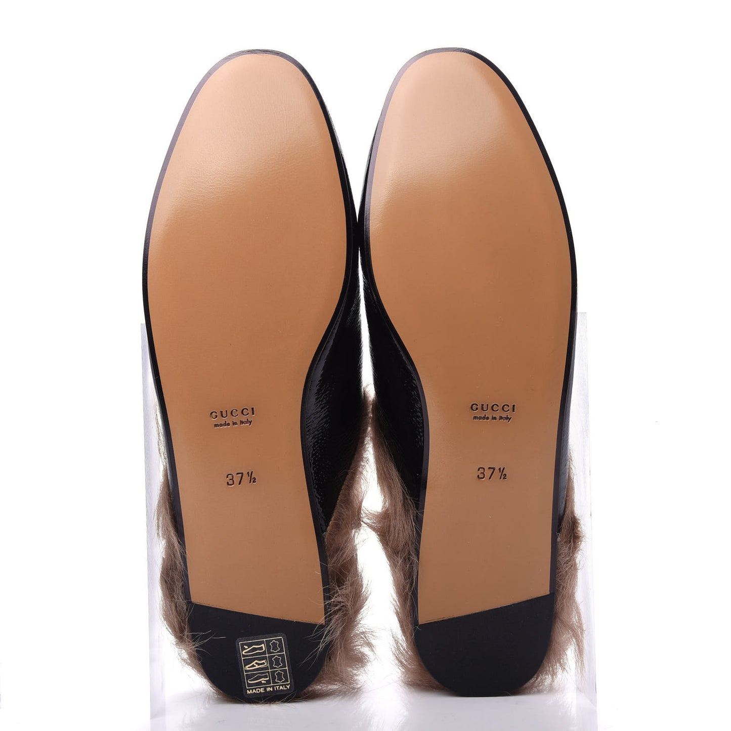 Patent Fur Womens Princetown Slippers 37.5 Black