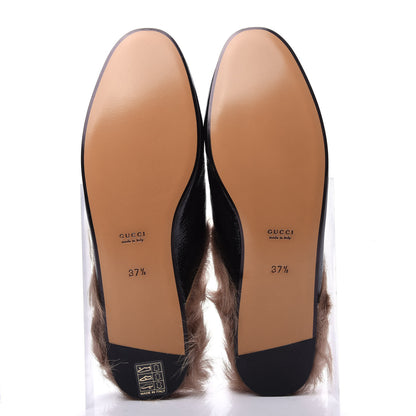 Gucci Patent Fur Womens Princetown Slippers 37.5 Black 6 of 10