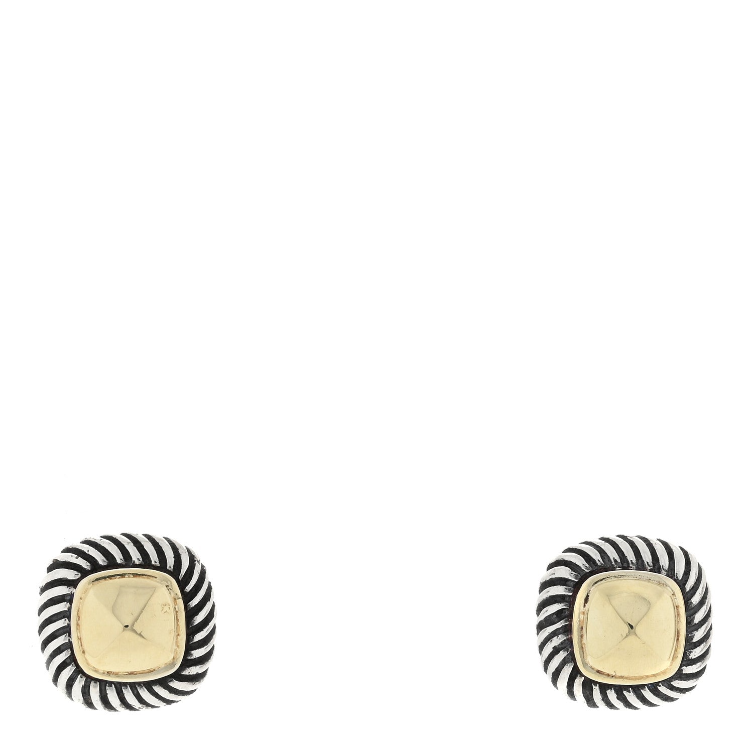 David Yurman Sterling Silver 14K Yellow Gold 7mm Albion Earrings 1 of 4