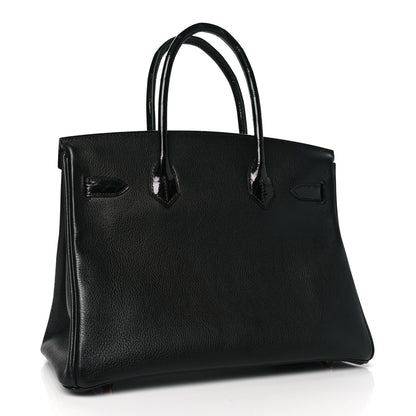 Hermes Taurillon Novillo Shiny Niloticus Crocodile Birkin Touch 30 Black 3 of 11