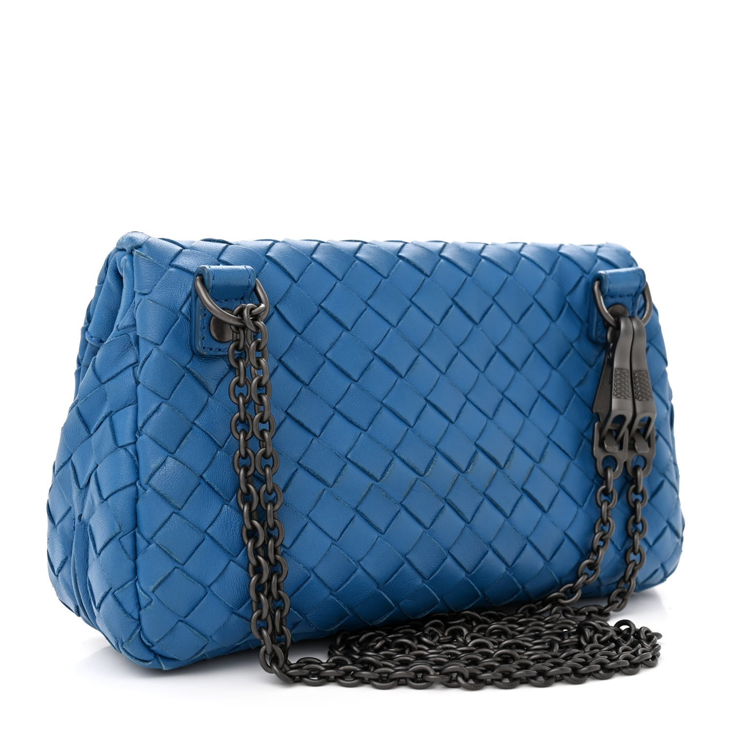 Bottega Veneta Nappa Intrecciato Small Chain Crossbody Blue 3 of 15