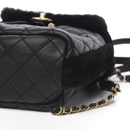 Chanel Lambskin Shearling Quilted CC Backpack Black 9 of 9