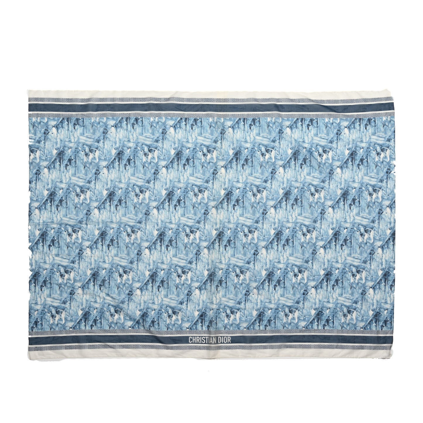 Cotton Athens Print Sarong Blue Ecru