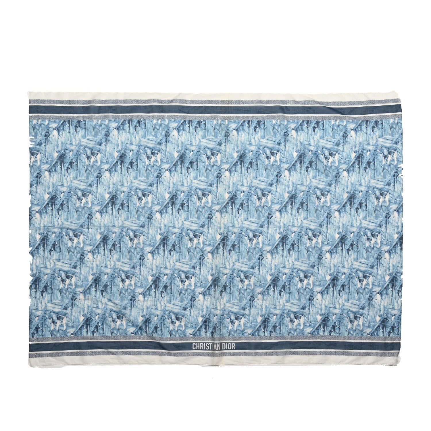 Christian Dior Cotton Athens Print Sarong Blue Ecru 1 of 3
