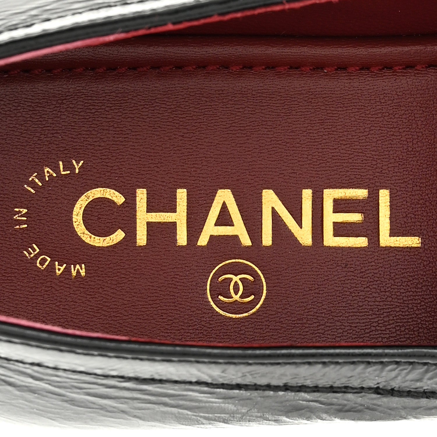 Chanel Crumpled Shiny Lambskin CC Mocassin Loafers 38.5 Black 7 of 10