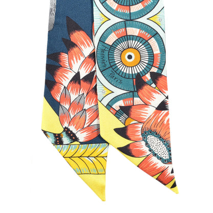 Hermes Silk The Savana Dance Twilly Turquoise Petrole Jaune 2 of 3