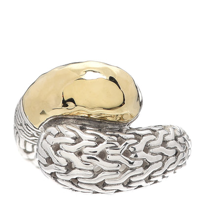 John Hardy Sterling Silver 18K Yellow Gold Hammered Palu Bypass Ring 56 7.5 1 of 5