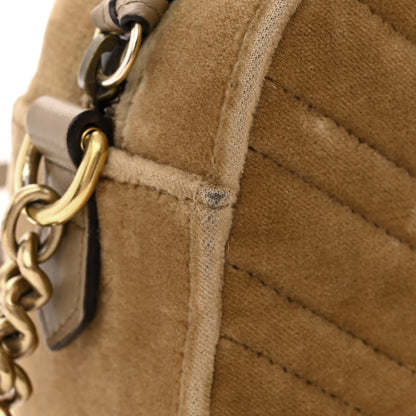 Gucci Velvet Matelasse Small GG Marmont Chain Shoulder Bag Taupe 11 of 14