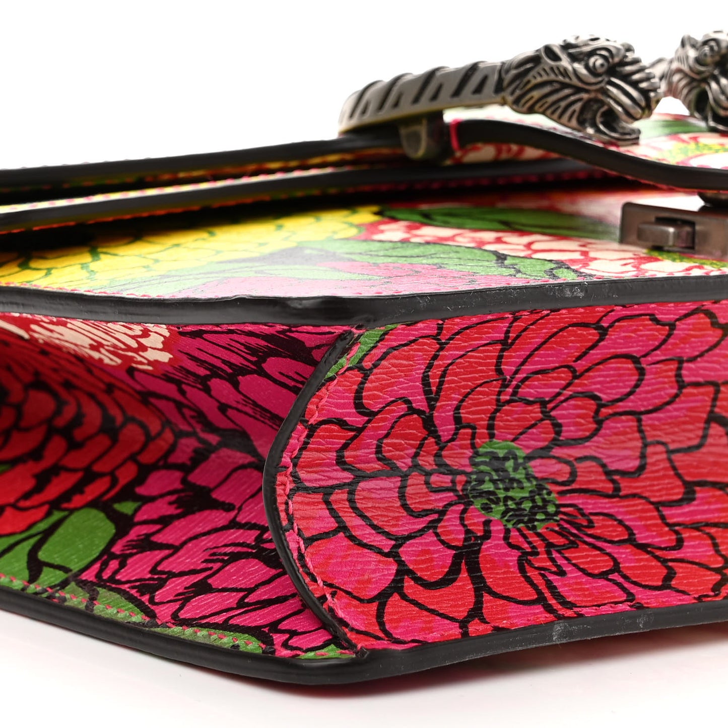 X KEN SCOTT Textured Calfskin Pomponica Print Dionysus Shoulder Bag Multicolor