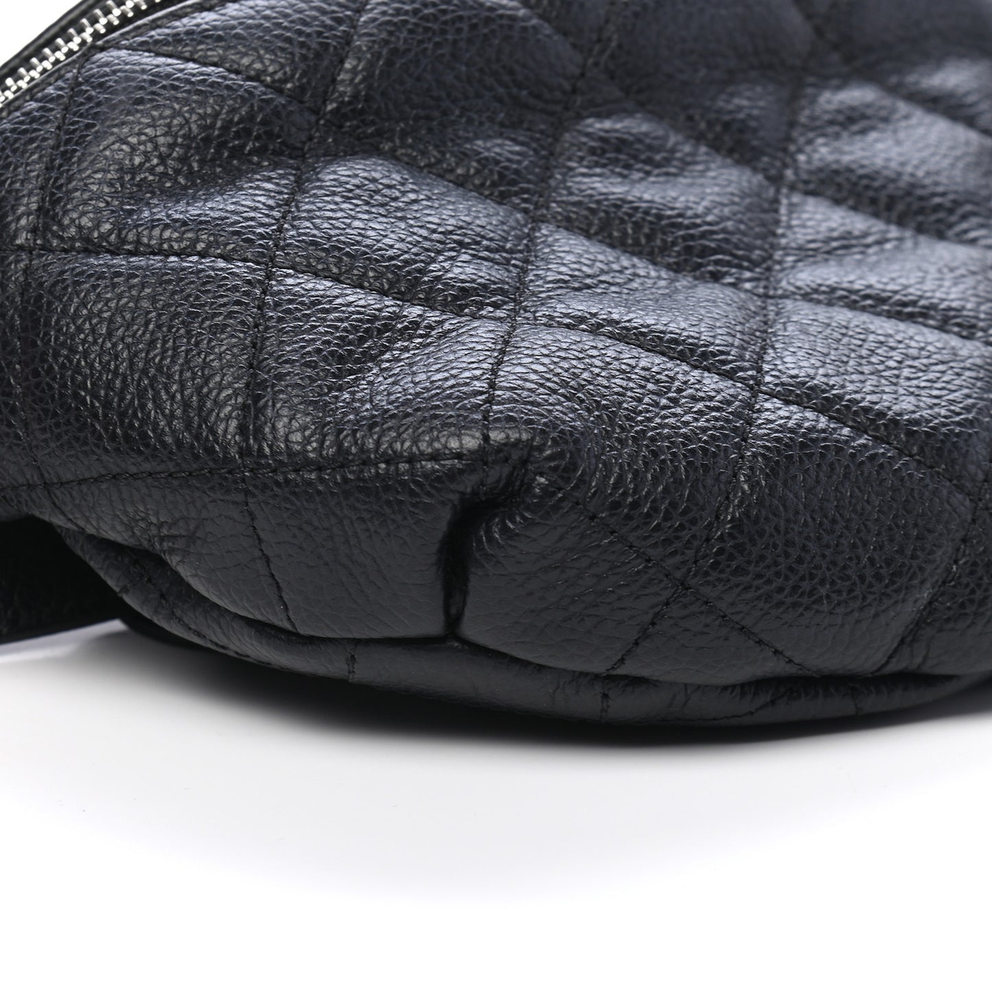 Grained Calfskin Quilted Waist Belt Bag Black