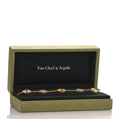 Van Cleef & Arpels 18K Yellow Gold Diamond 5 Motifs Guilloche Vintage Alhambra Bracelet 4 of 4