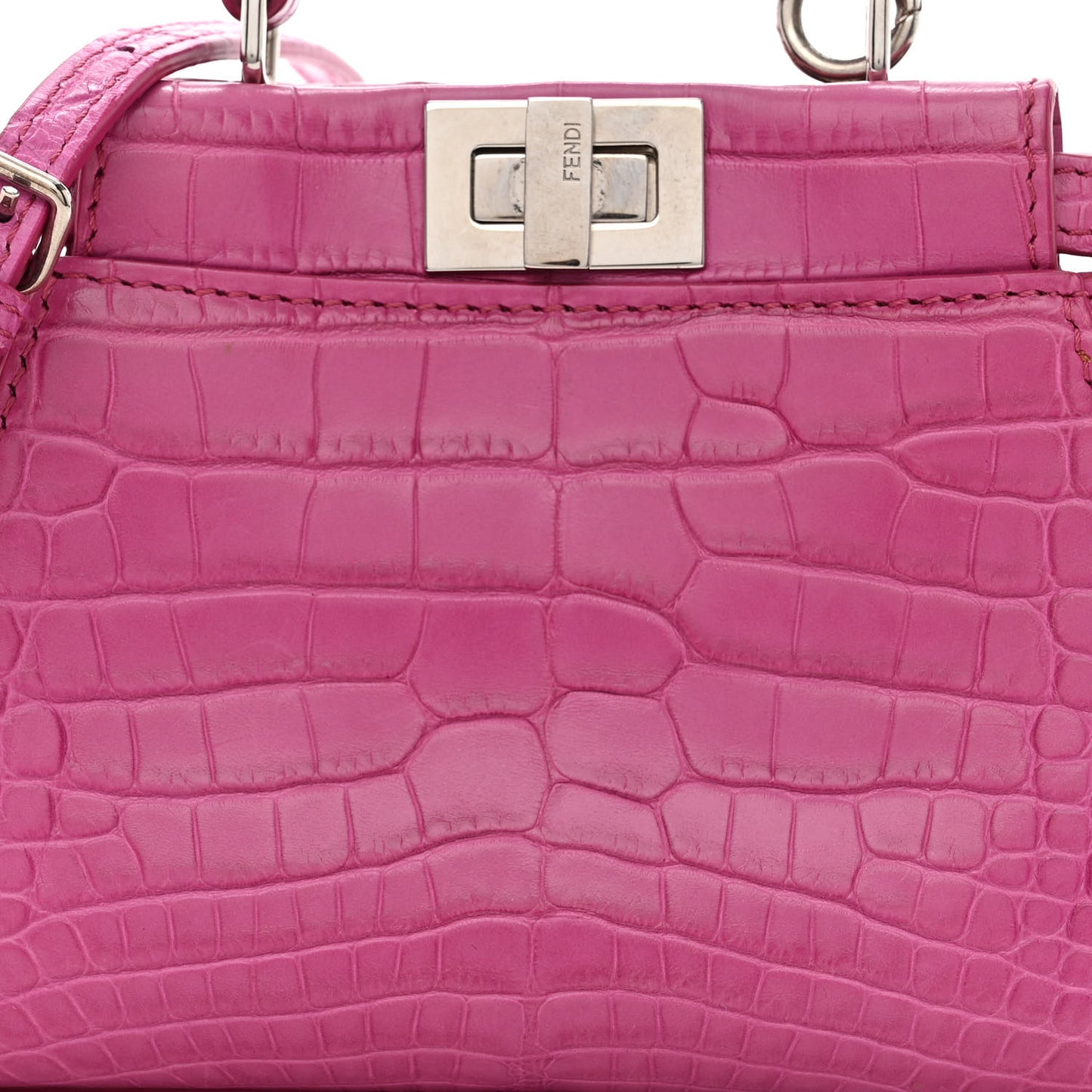 Shiny Alligator Shiny Nappa Micro Peekaboo Iconic Satchel Magenta