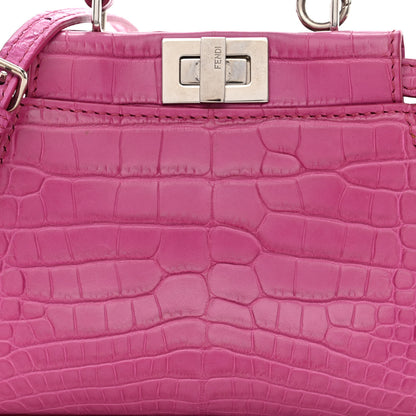 Fendi Shiny Alligator Shiny Nappa Micro Peekaboo Iconic Satchel Magenta 9 of 13