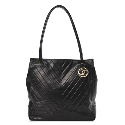 Chanel Lambskin Chevron Quilted Tote Black 1 of 16