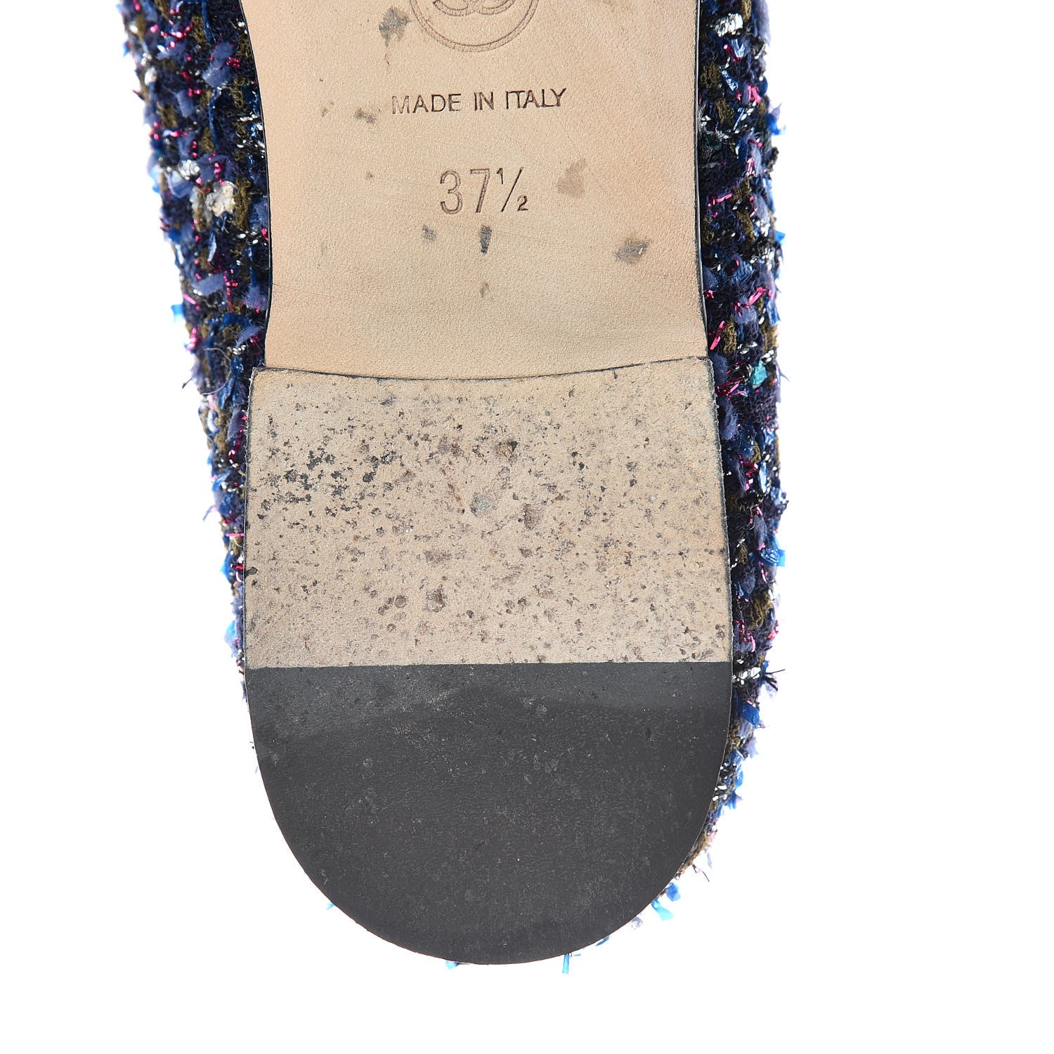 Chanel Tweed Patent Calfskin Cap Toe Ballerina Flats 37.5 Blue Pink Black 12 of 14