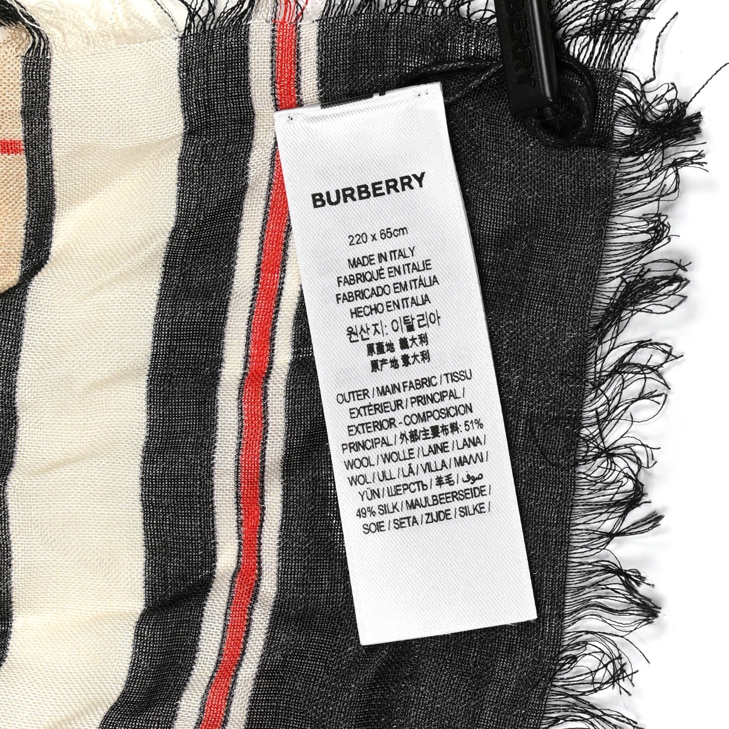 Burberry Wool Silk Gauze Nova Check Illustrated Monkey Scarf Beige 4 of 4