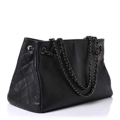 Chanel Metallic Grained Calfskin Medium Woven Chain Shopping Tote Black 2 of 10
