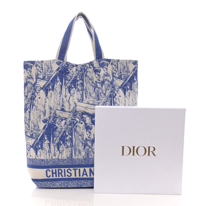 Christian Dior Canvas Print Cruise Tote Ivory Blue 10 of 10