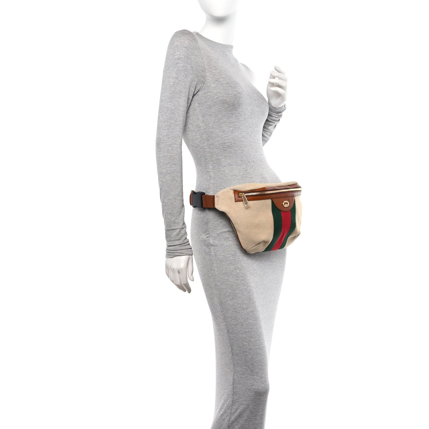 Gucci Vintage Canvas Web Belt Bag Sand Cuir 2 of 10