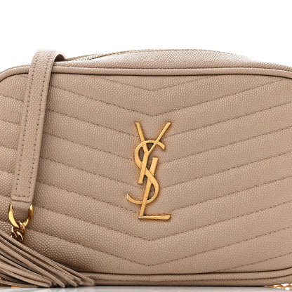 Saint Laurent Grain De Poudre Matelasse Monogram Mini Lou Camera Bag Dark Beige 8 of 13