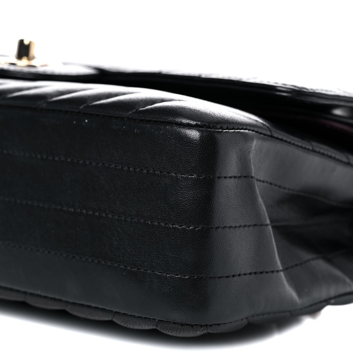 Chanel Calfskin Chevron Quilted Medium Double Flap Black 9 of 15