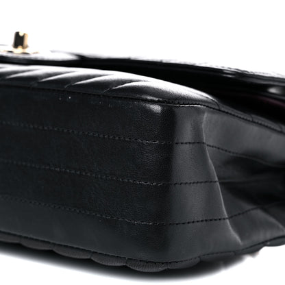 Chanel Calfskin Chevron Quilted Medium Double Flap Black 9 of 15