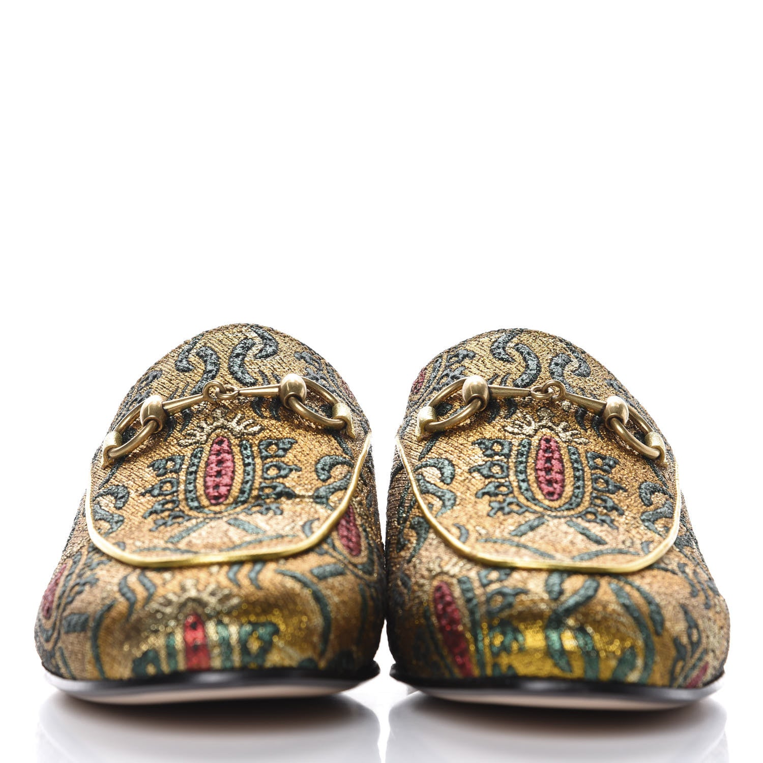 Gucci Iridescent Brocade Womens Princetown Slippers 36 Gold Multicolor 2 of 10